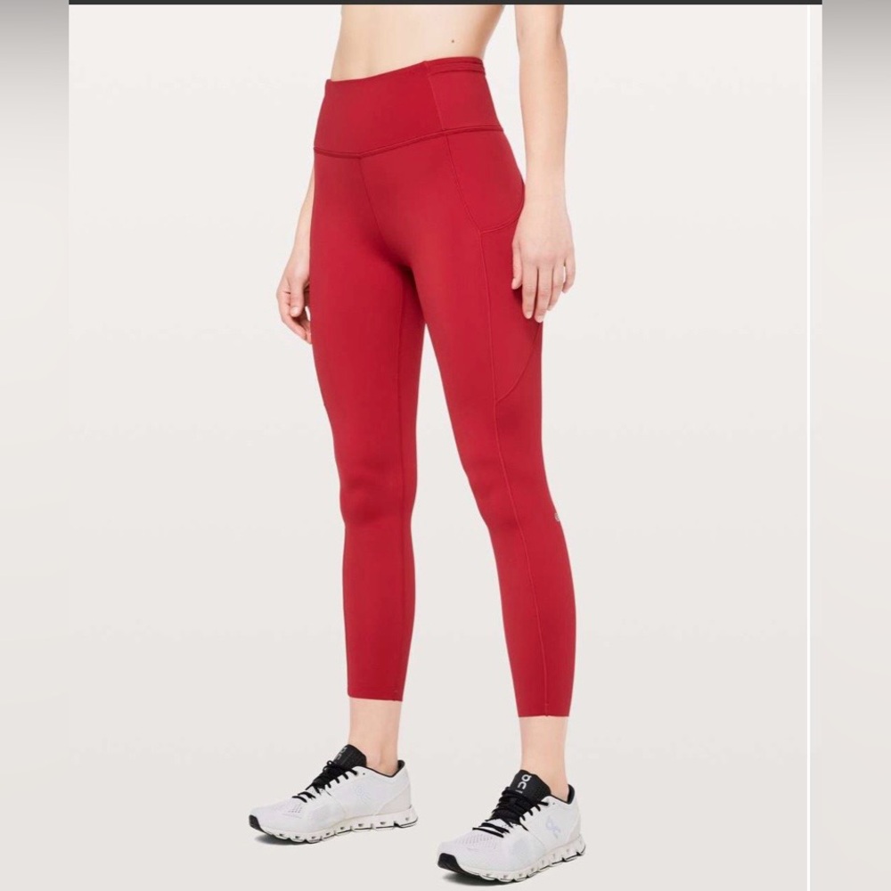 Lululemon Fast & Free 7/8 Tight II *Non-Reflective Nulux 25" Dark Red Size 2